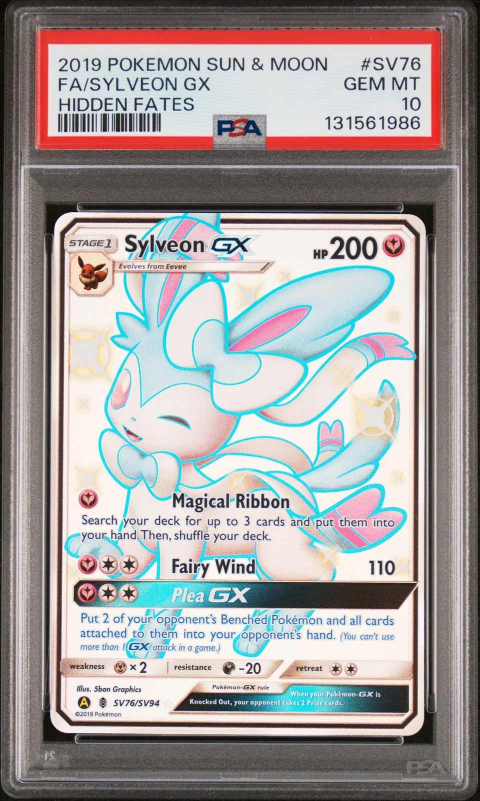 Sylveon Gx Pokemon Hidden Fates Sun & Moon Hidden Fates SV76 NM PSA 10