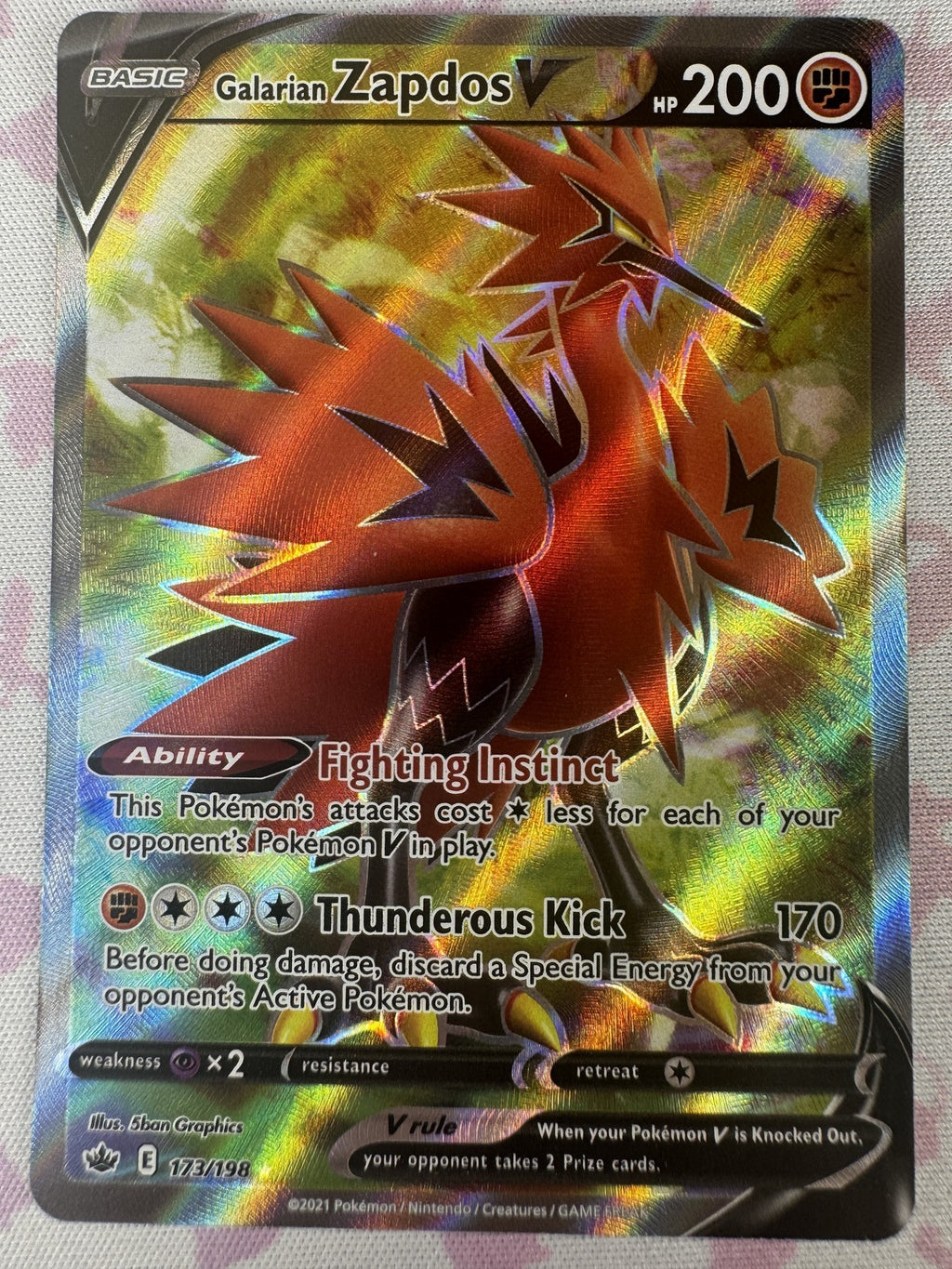 Galarian Zapdos V (Full Art) Pokemon 173/198 NM