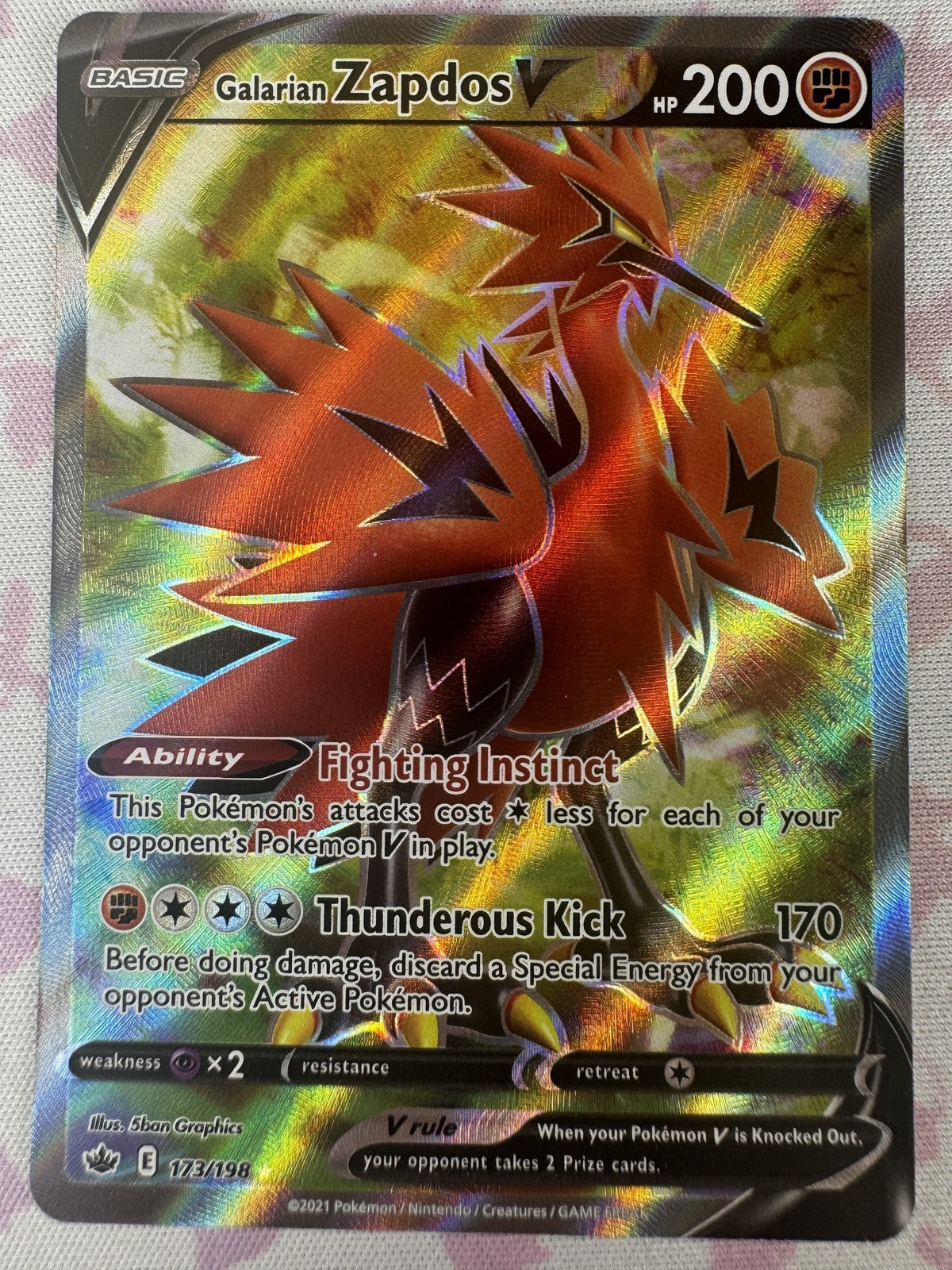 Galarian Zapdos V (Full Art) Pokemon 173/198 NM