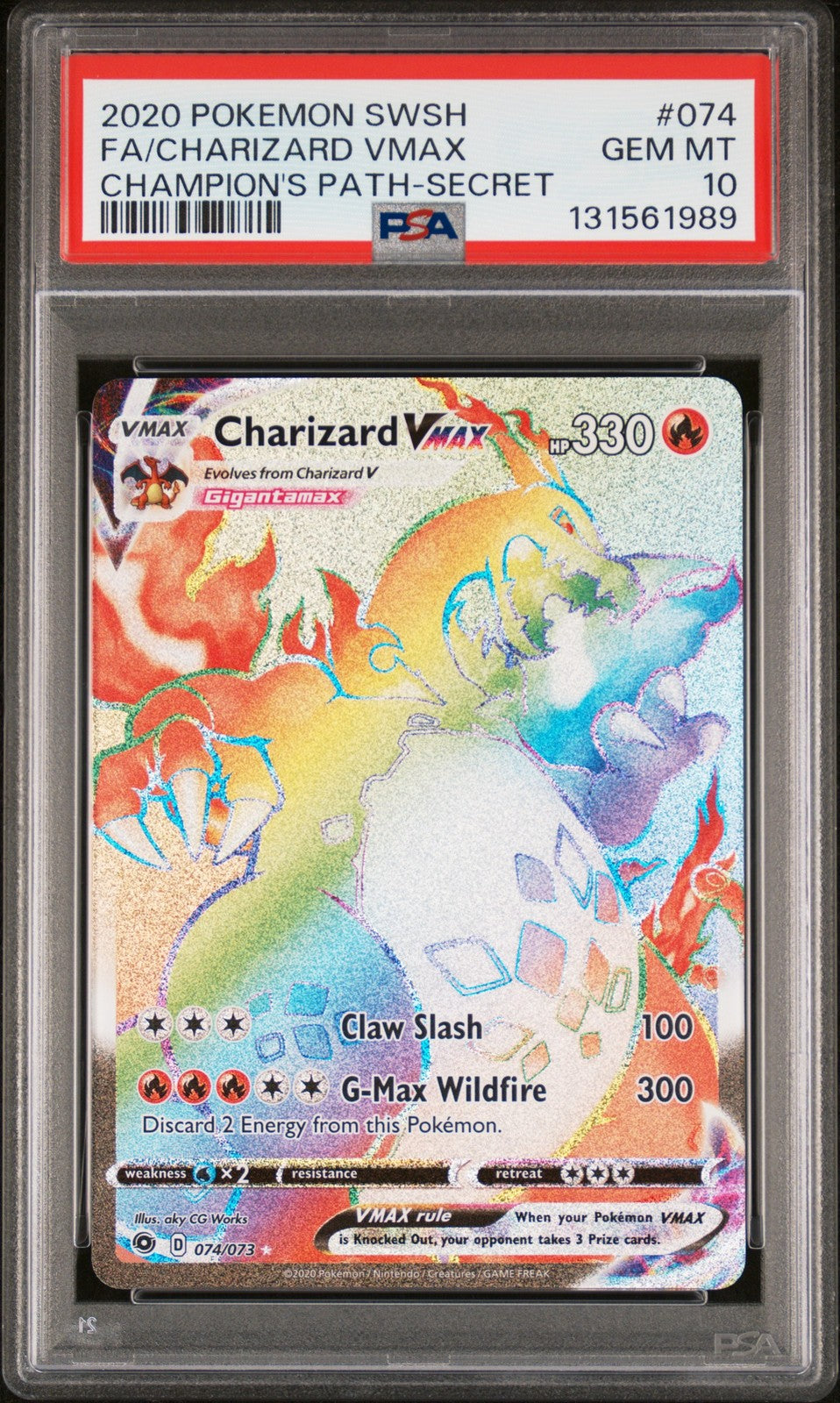 Charizard Vmax Pokemon #74 Path-Secret Sword & Shield Champion PSA 10