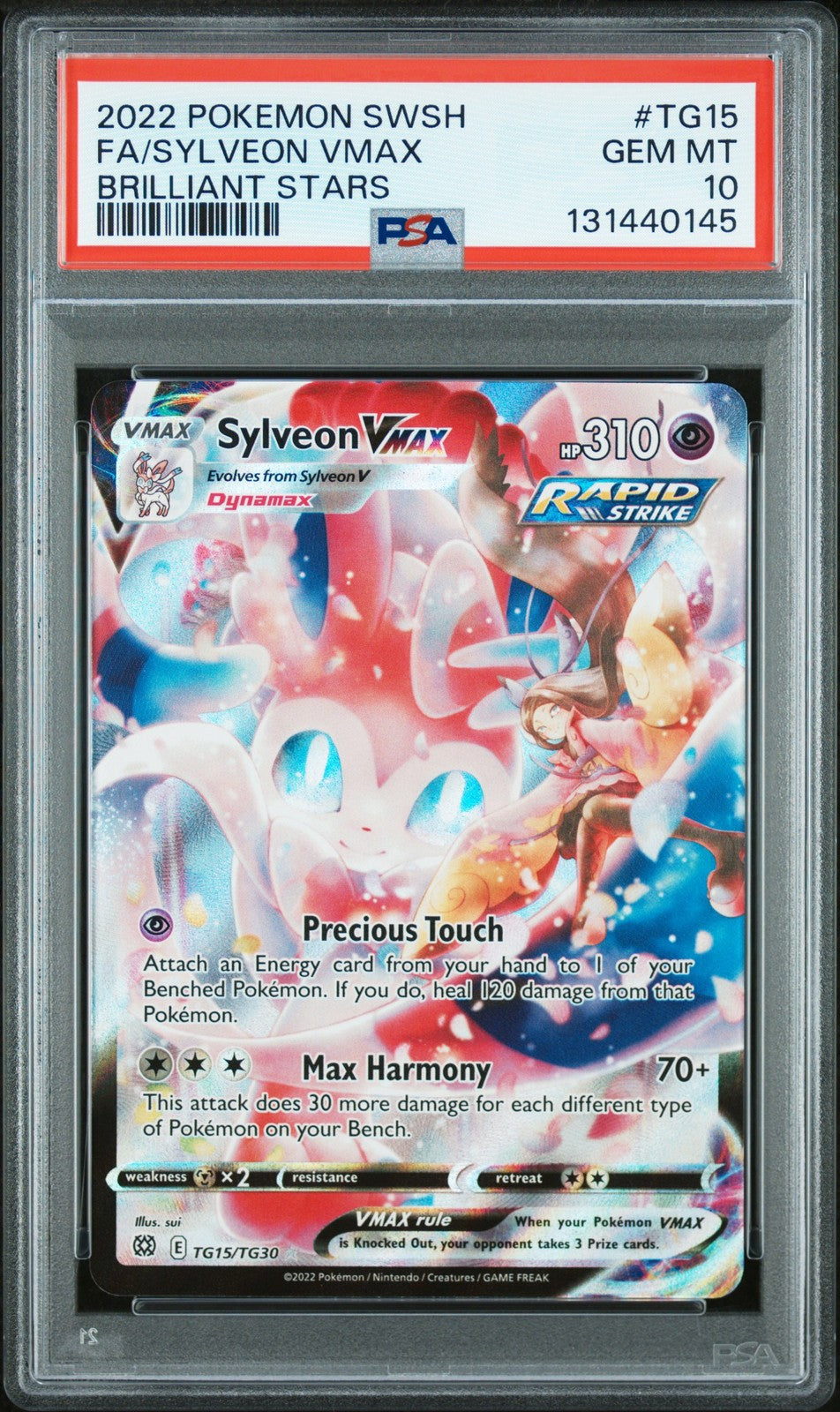 Sylveon TG15 Vmax Pokemon Brilliant Stars Sword & Shield Brilliant Stars PSA 10