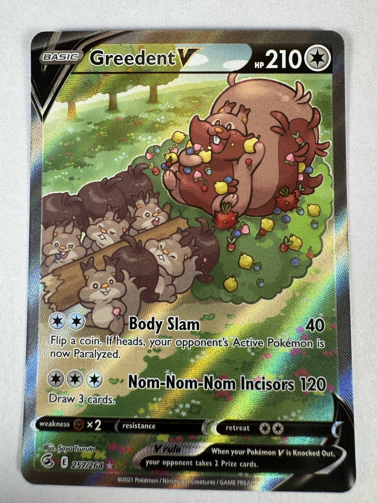 Greedent V (Alternate Full Art) Pokemon Rare SWSH08: Fusion Strike 257/264 NM 