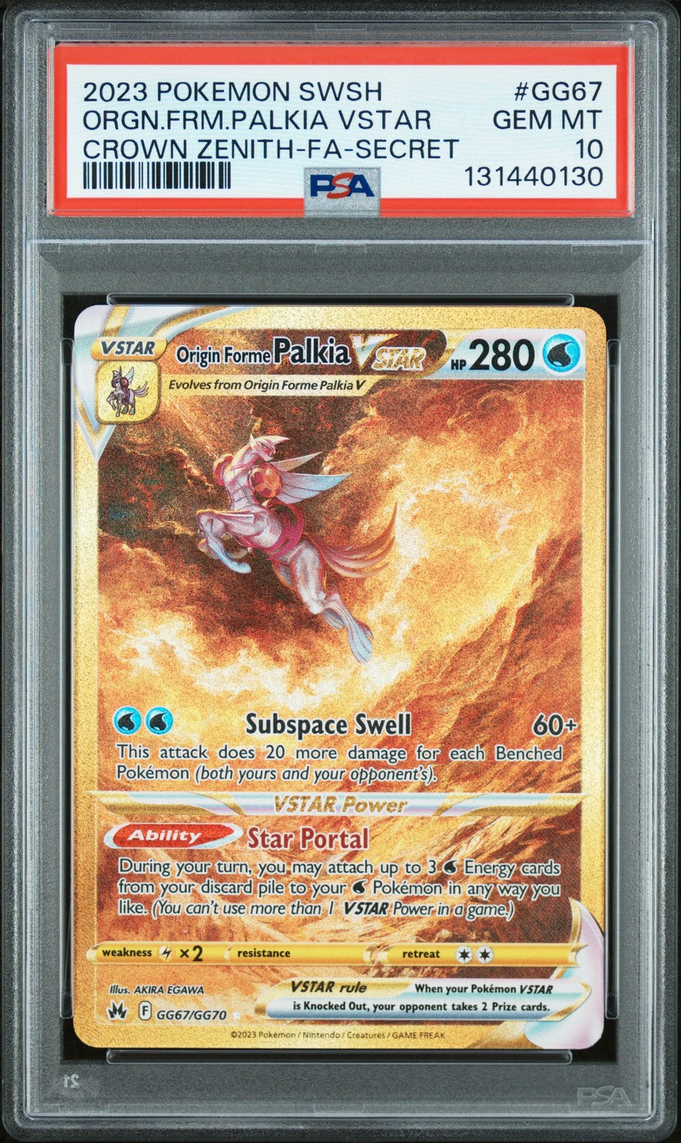 Orgnin Forme Palkia Vstar Pokemon Crown Zenith GG67 Sword And Shield PSA 10
