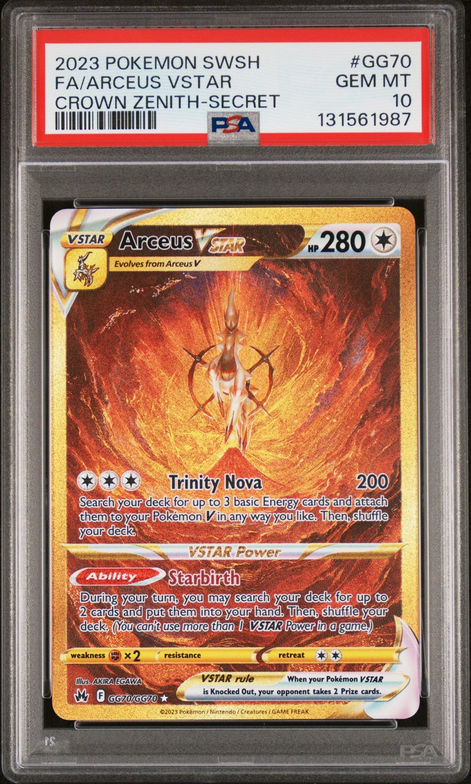 Arceus Vstar Pokemon Crown Zenith-Secret Sword And Shield GG70 PSA 10