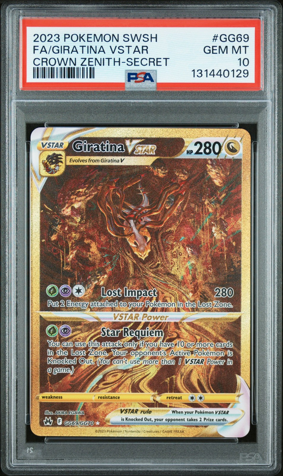 Giratina Vstar Pokemon Crown Zenith-Secret Sword And Shield Crown GG69 PSA 10