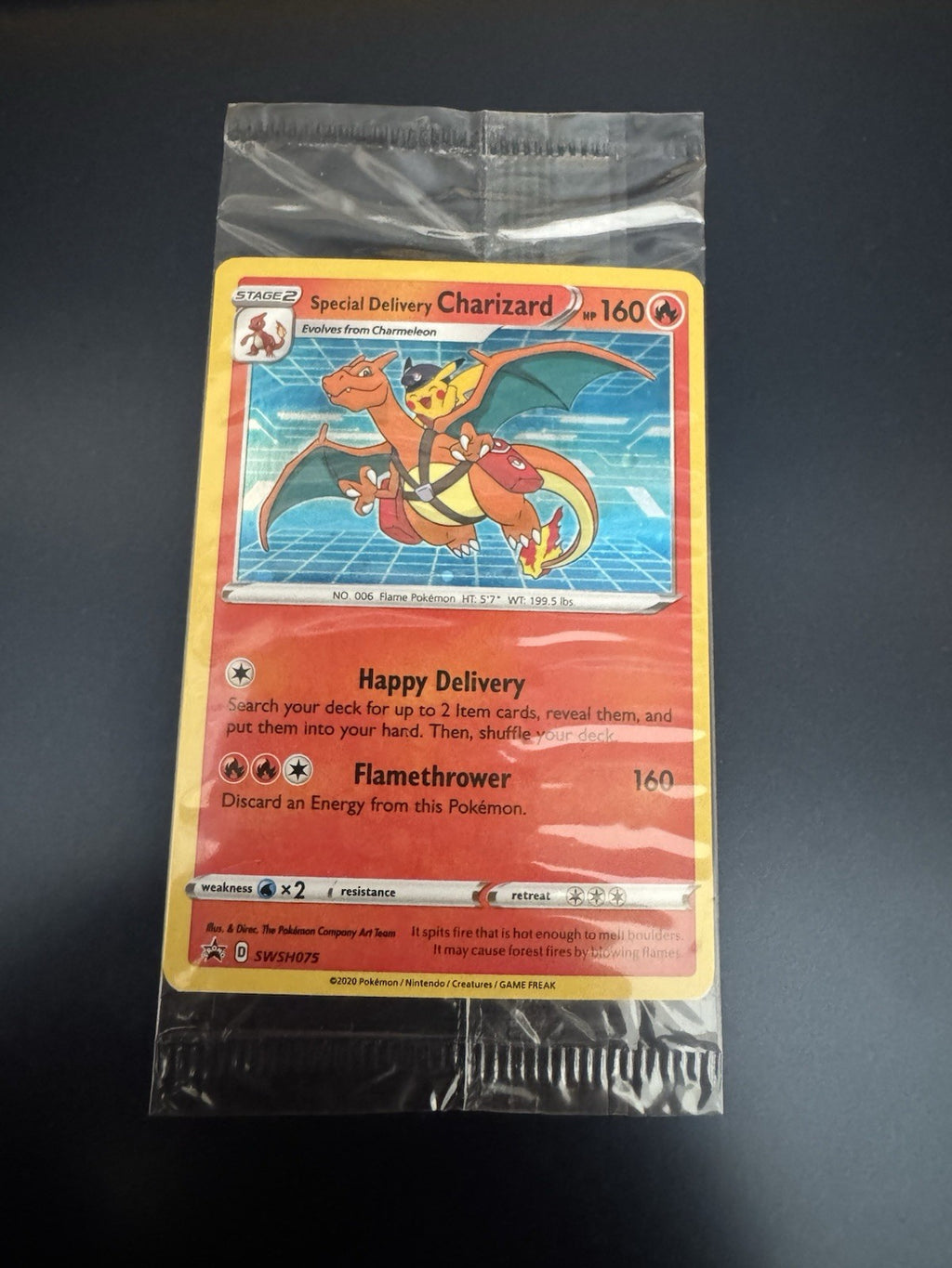2020 Pokémon Special Delivery Charizard SWSH075 Holo SWSH Promo Cards (SEALED)