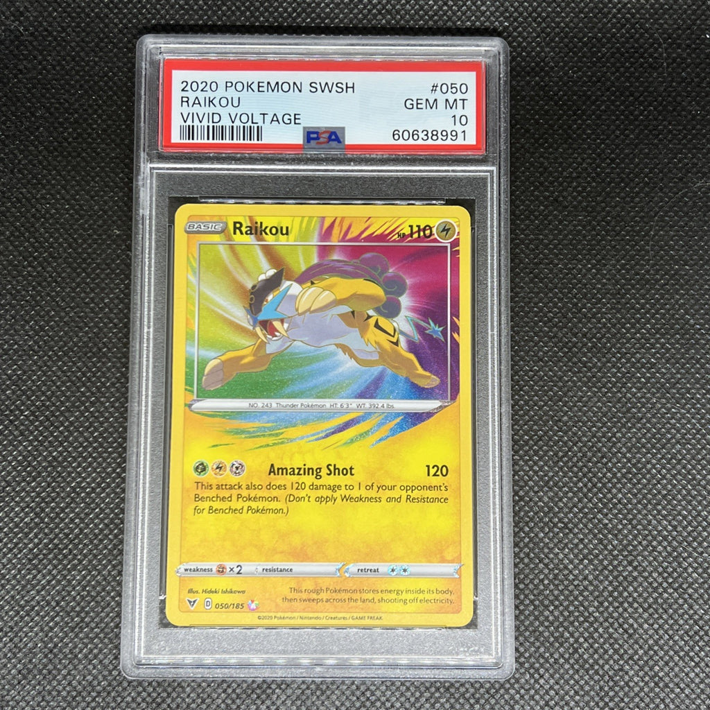 2020 Pokemon Raikou 050/185 SWSH04: Vivid Voltage Holo PSA 10 Gem Mint